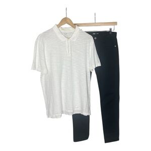 Vince Classic Slub Polo Shirt White L